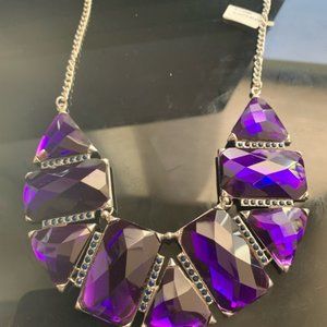 Je T'aime Purple Crystal Pave Diamond Statement Necklace
